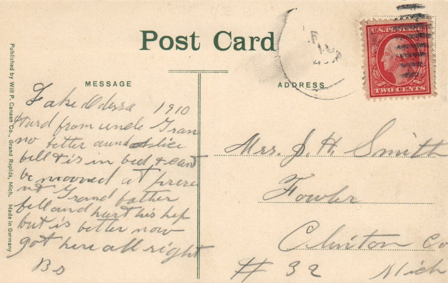 Hotel Burk Lake Odessa Michigan MI Postcard