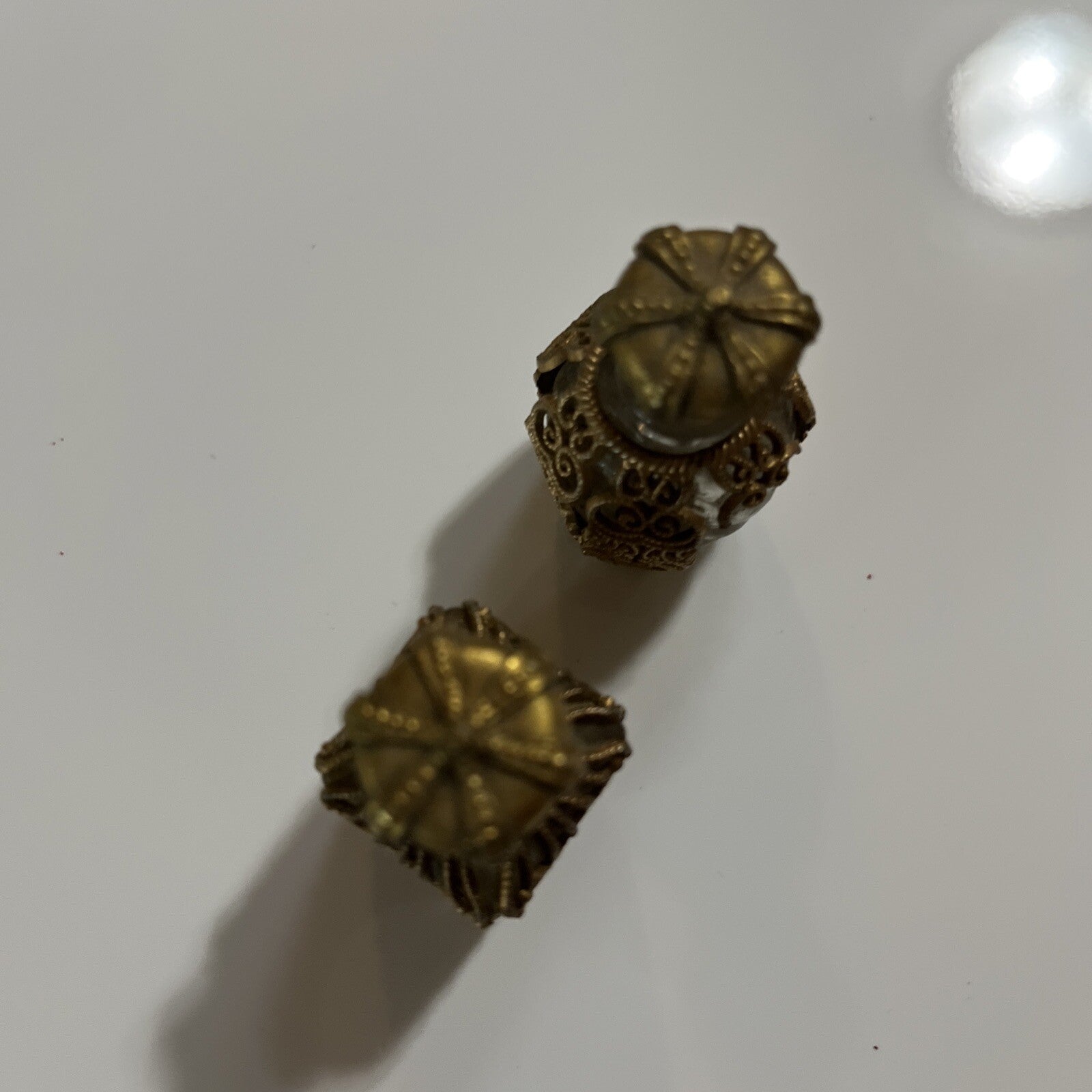 2-Old The Woman I Love Perfume Bottles, Ornate Gold Filigree Floral Crown