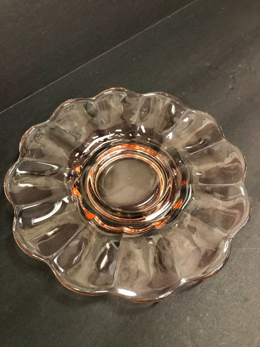 Pink Depression Glass Scalloped Dish 8" round