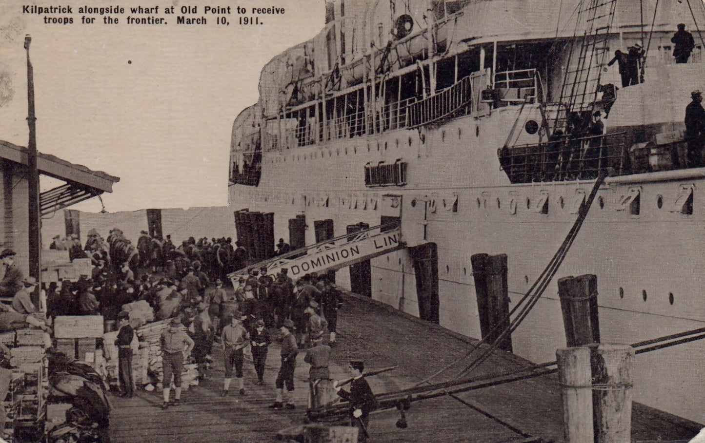 Kilpatrick Alongside Wharf at Old Point to Receive Troops Ship Postcard