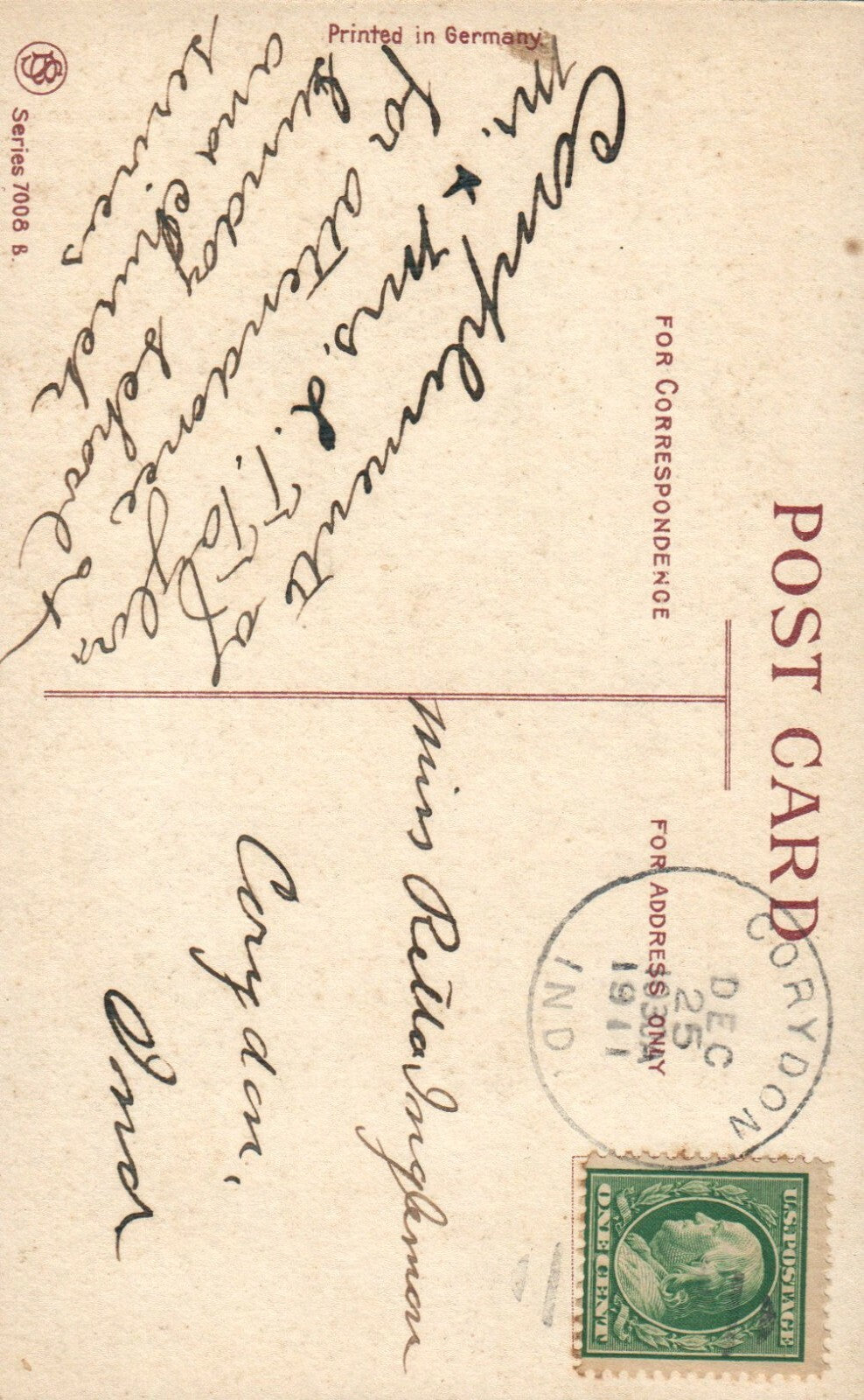 Gold Gilt Gel A Happy Christmas evening church scene star of David 7008 B