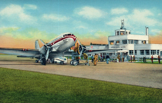 Vintage Kent County Airport Airplane Plane Grand Rapids Michigan Mich Postcard