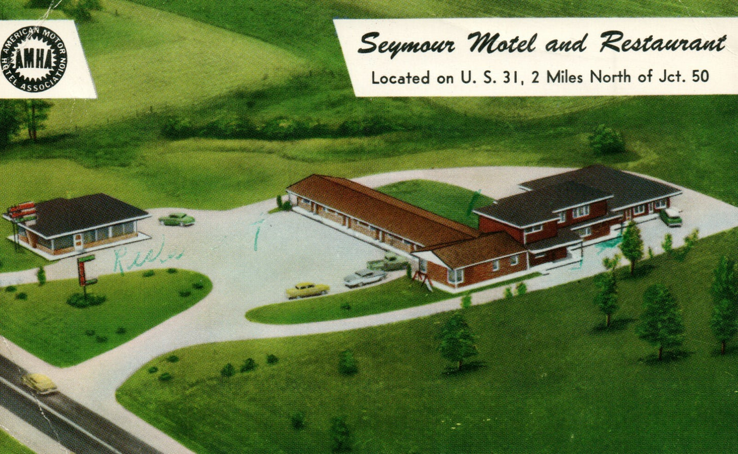 Seymour Motel & Restaurant US 31 2 Miles N of JCT 50 Seymour Indiana IN Postcard