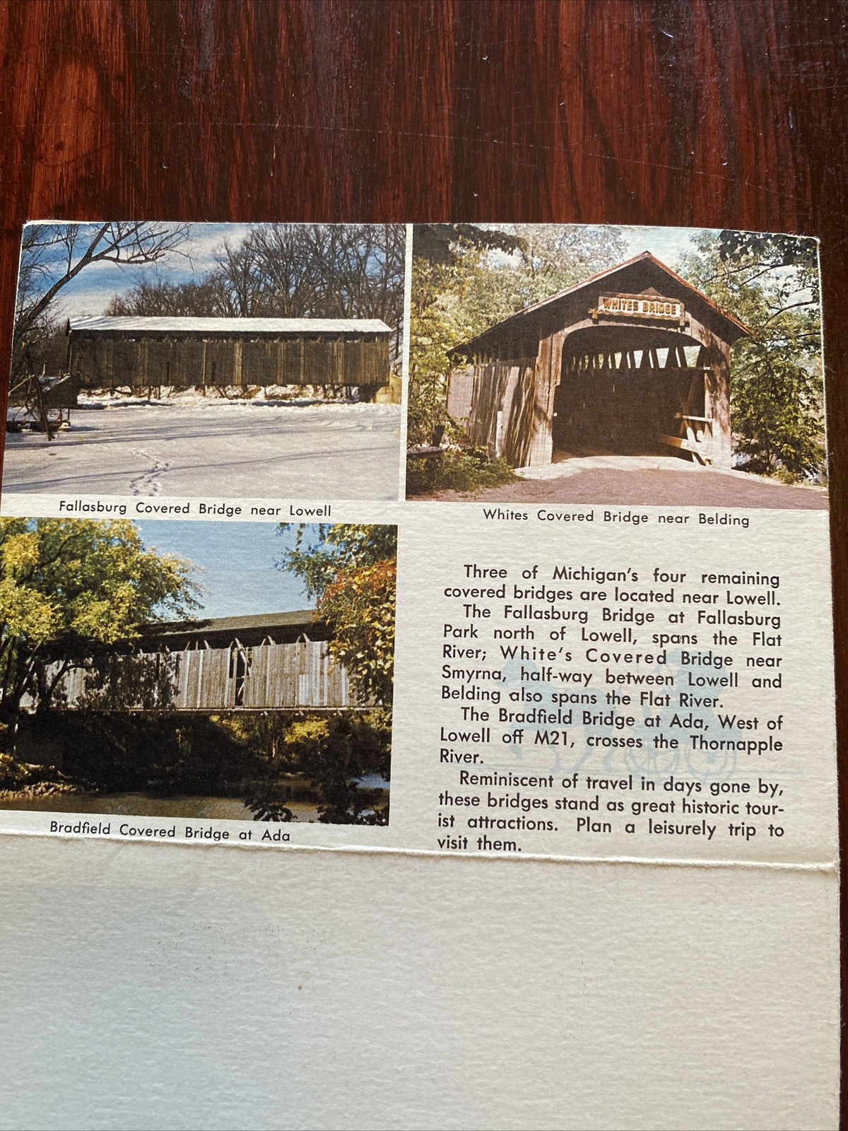 1961 Showboat Robert E Lee on Flat River Lowell MI Michigan Covered Bridges Ad