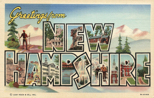 Large Letter New Hampshire NH  Postcard