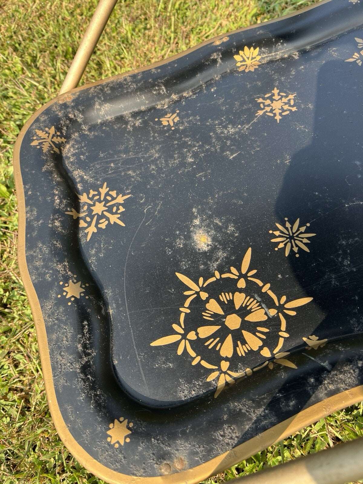 VINTAGE  SERVING CART TEA TROLLEY RETRO 1960s Black/Gold