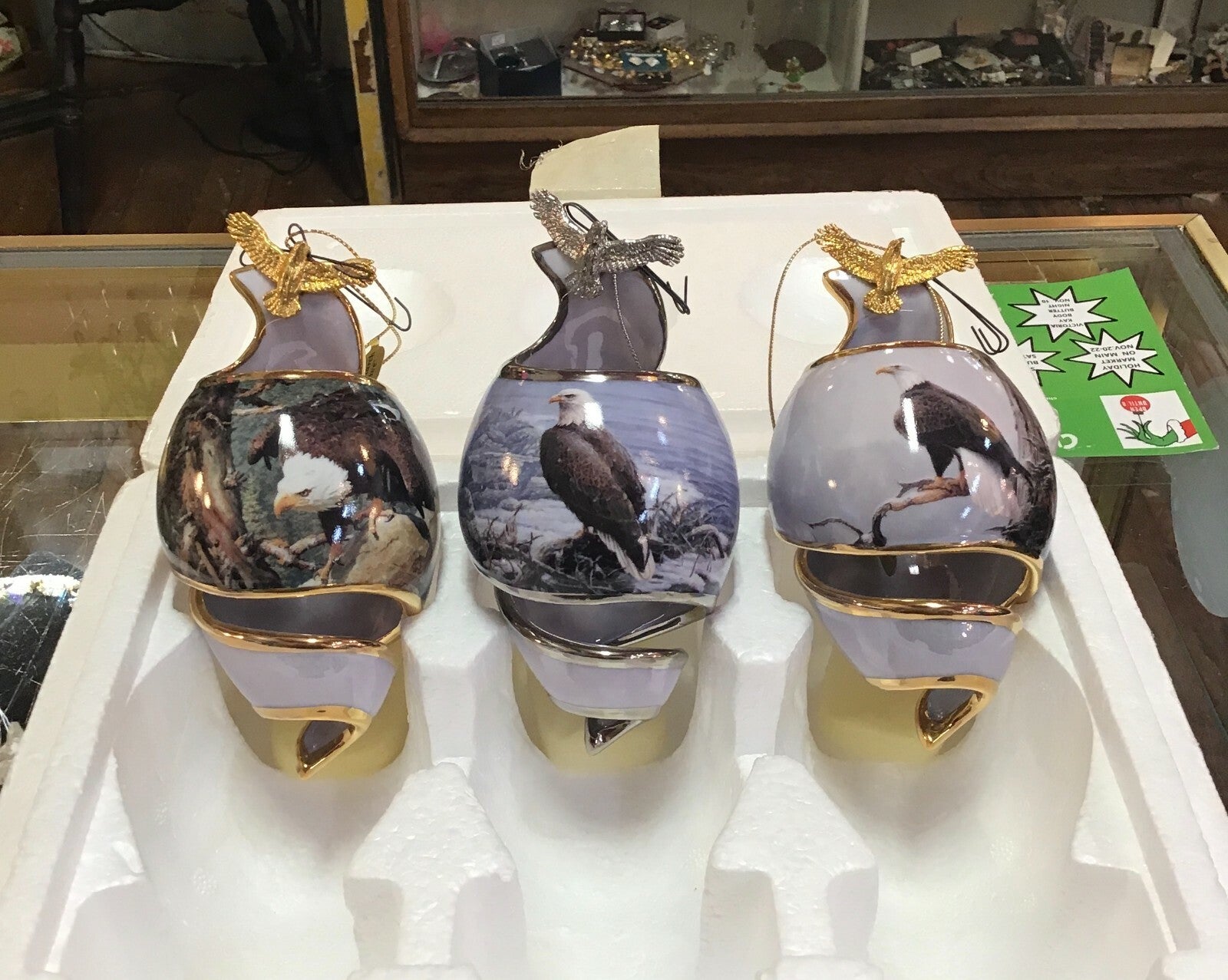 Eagles Wings Heirloom Porcelain Ornament Collection of 3 