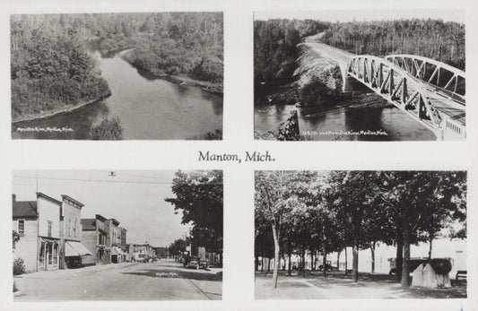 Real Photo Four Views Manton Michigan MI Mich Postcard