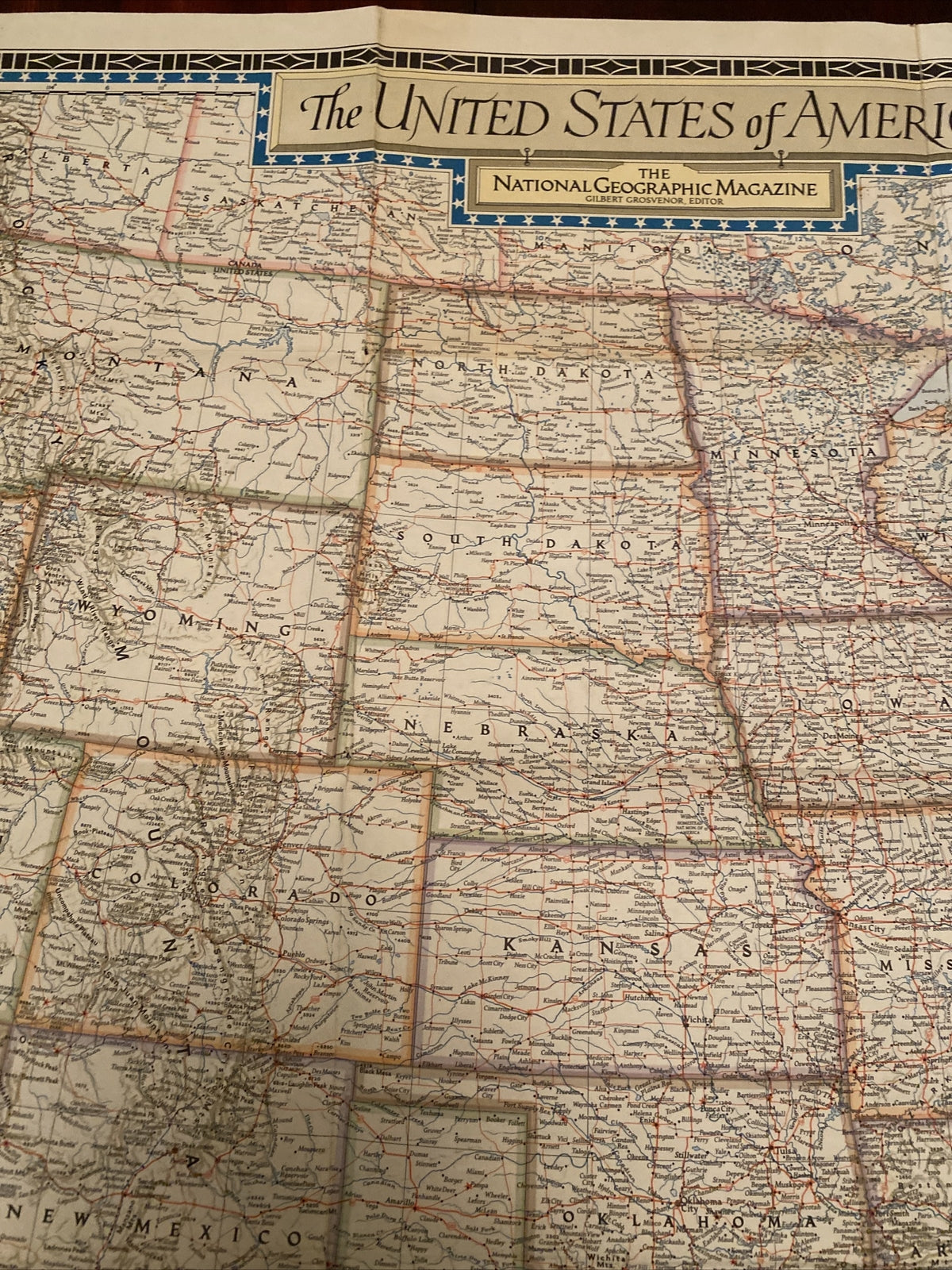 Vintage June 1951 National Geographic Map 41" x 26" 
