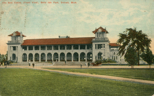 Casino Front View Belle Isle Park Detroit  MI Michigan Postcard