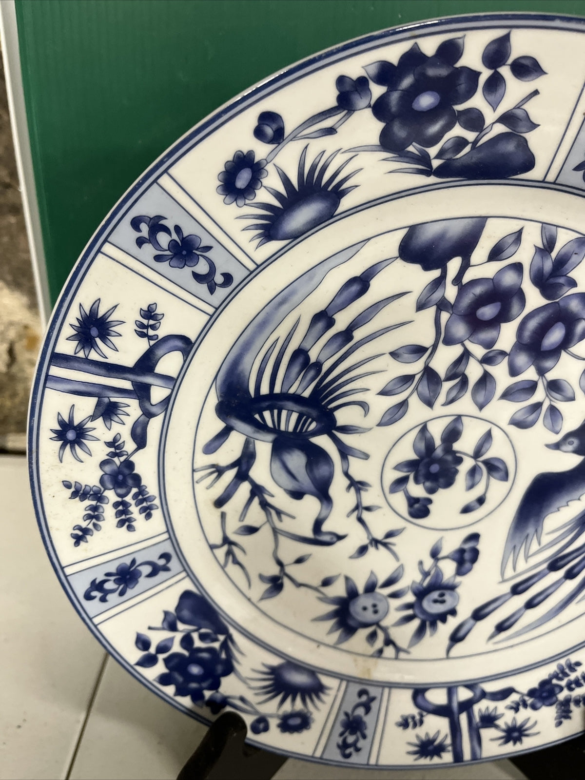 BLUE HERON CHINA - Dinner Plate- BLUE IMARI STYLE FLORAL, BIRDS