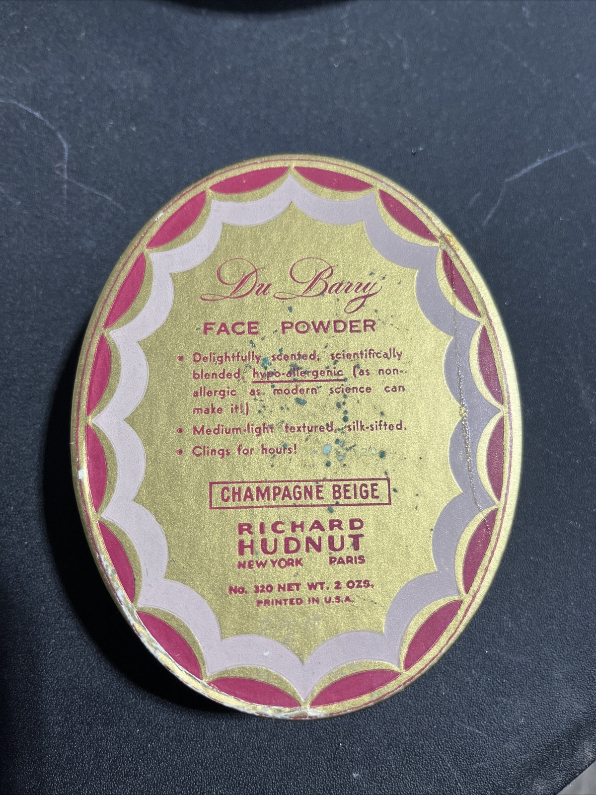 MADAME DU BARRY RICHARD HUDNUT VINTAGE FACE POWDER OVAL BOX