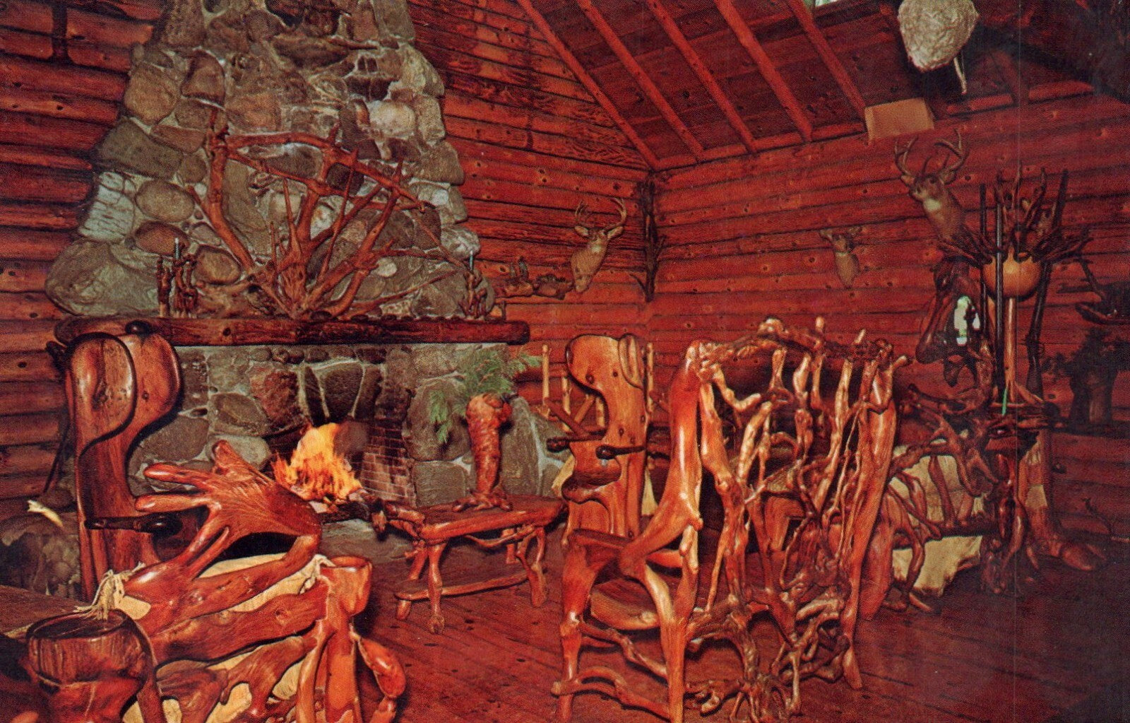 Baldwin Mich MI Michigan Postcard Shrine of the pines living room