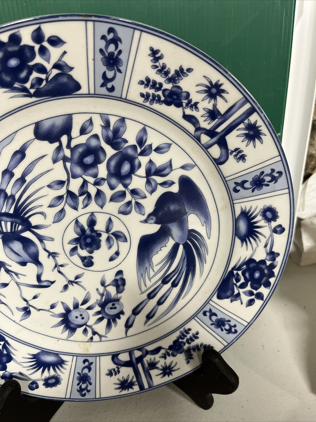 BLUE HERON CHINA - Dinner Plate- BLUE IMARI STYLE FLORAL, BIRDS