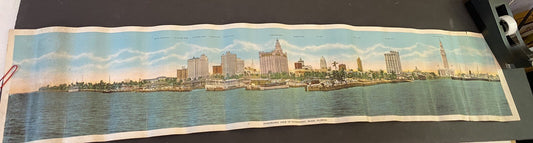RARE GIANT Panoramic View Waterfront Miami  Florida FL Panoramic Postcard