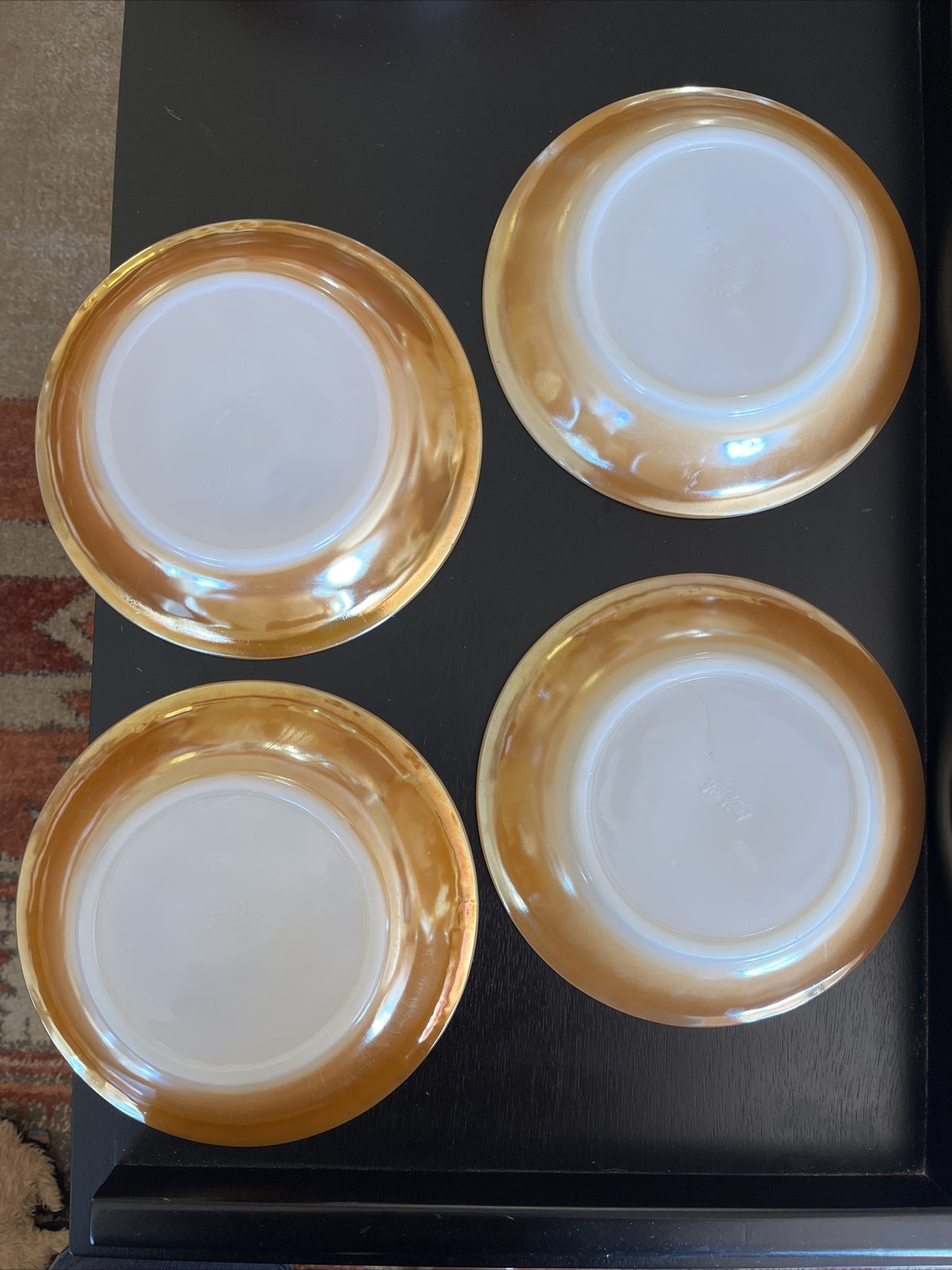 Vintage Fire King Peach Lustre Leaf Soup Bowl Set of 4