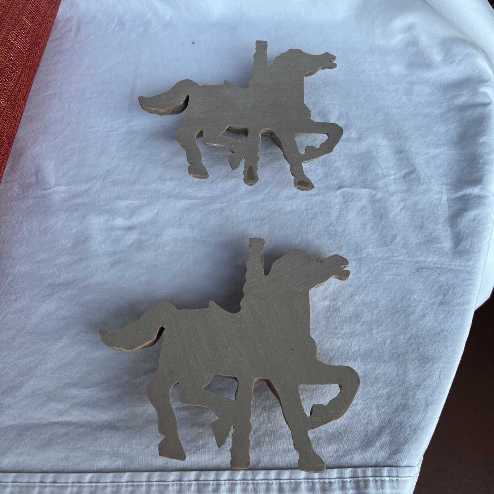 2 Wall Resin Carousel Horses Unpainted