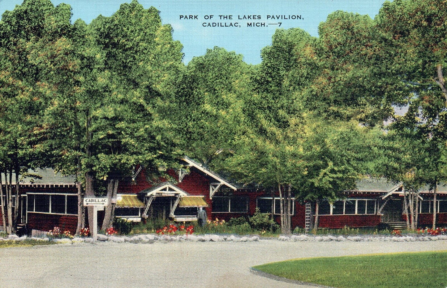 Park of The Lakes Pavilion in Cadillac MI Michigan Postcard