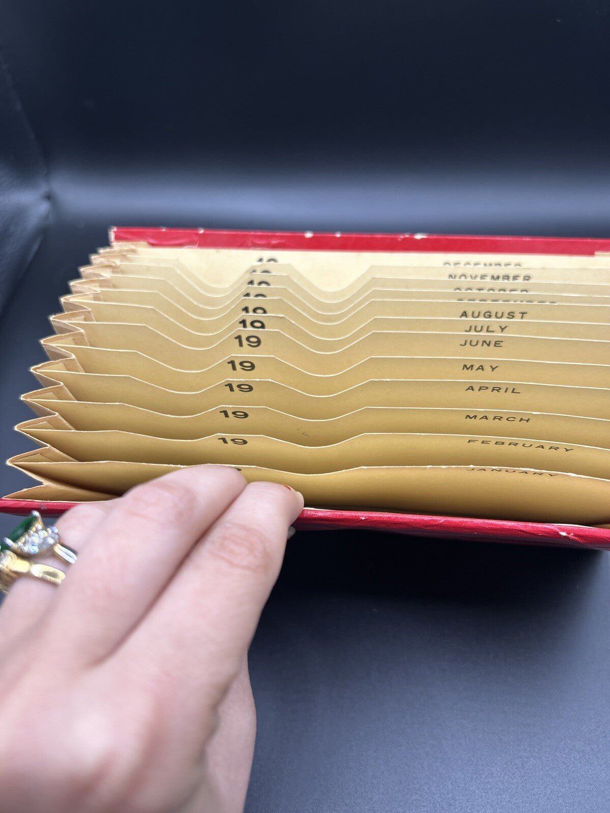 Vintage Red 12 Month Check File Jan-Dec Made in Japan