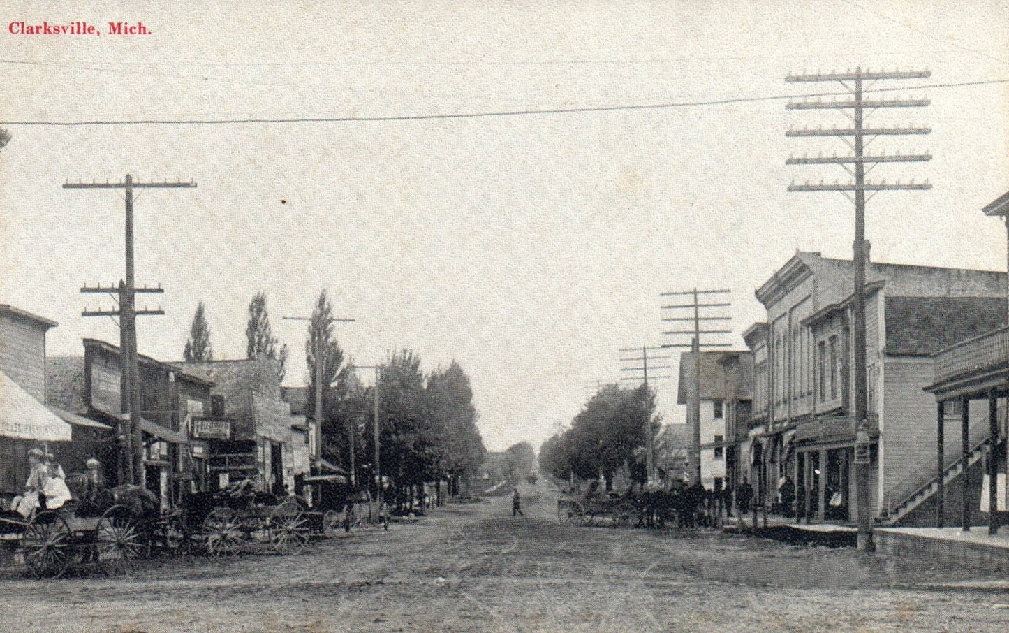 Clarksville Main Street Clarksville MI Michigan Vintage Postcard