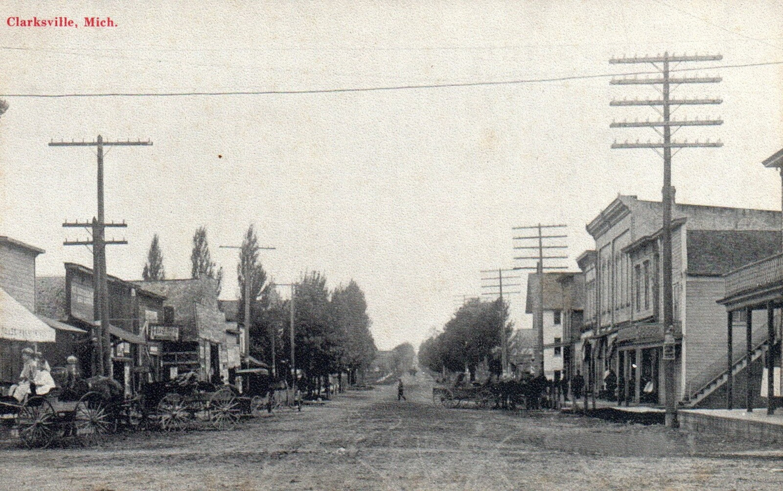 Clarksville Main Street Clarksville MI Michigan Vintage Postcard