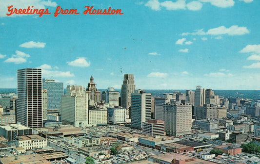 Aerial View Downtown Houston Tex Texas TX Postcard  