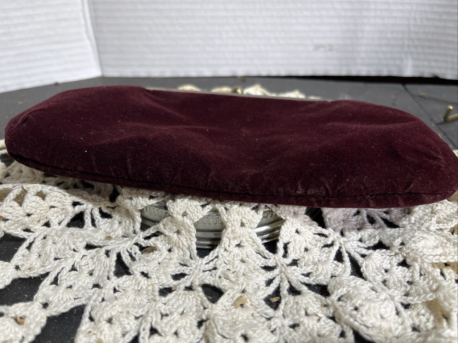 DOLCE & GABBANA Pour Femme Burgundy/Red Wine small Kiss lock Clutch PURSE