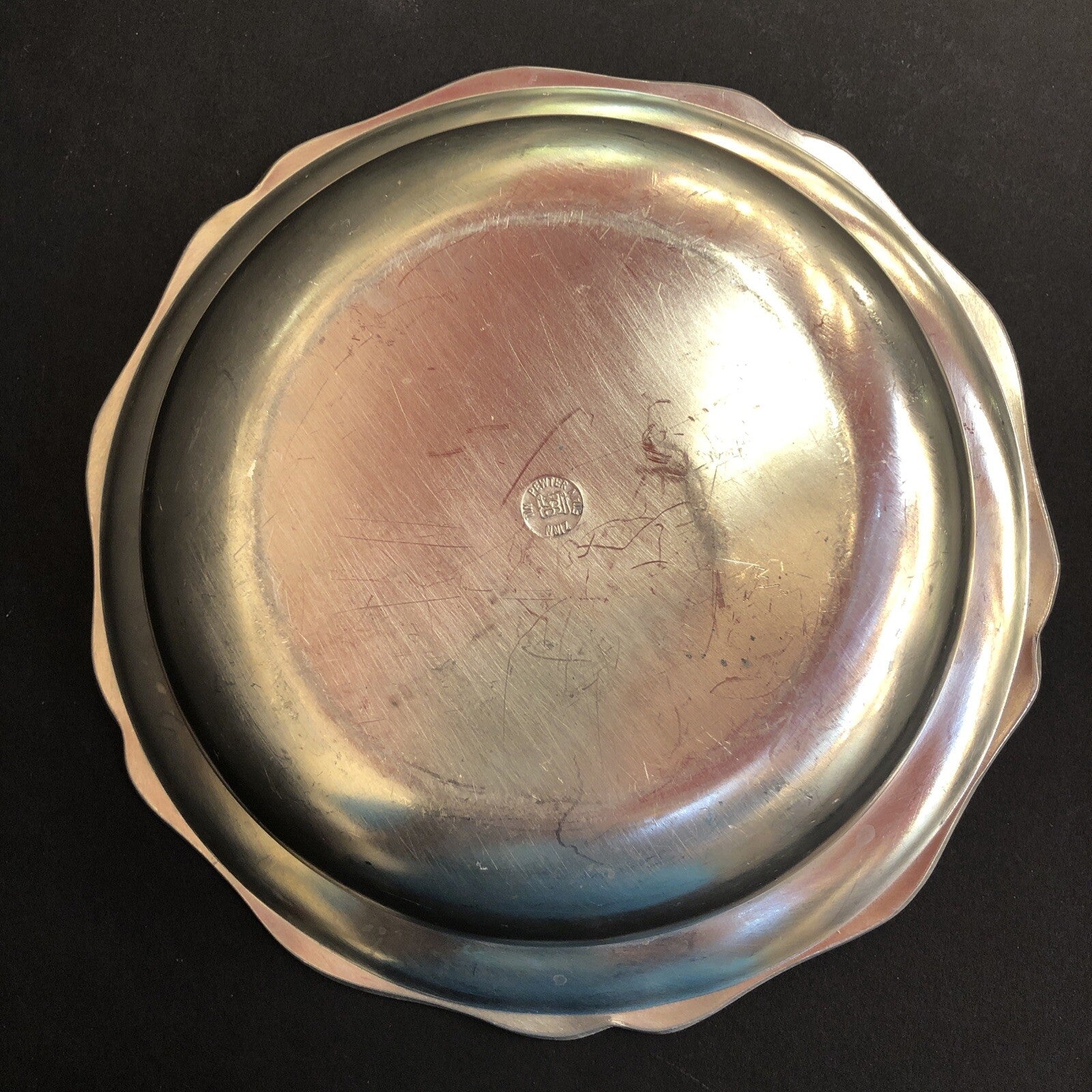 Vintage Etain ZINN Pewter 9" Bowl Dish