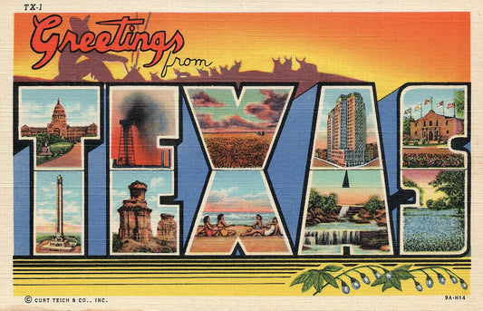 Large Letter Texas TX  Postcard