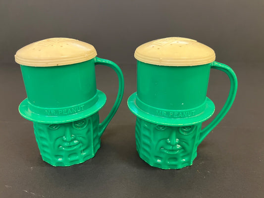 Vintage Planter Peanut Mr. Peanut Green Large Salt and Pepper Shaker
