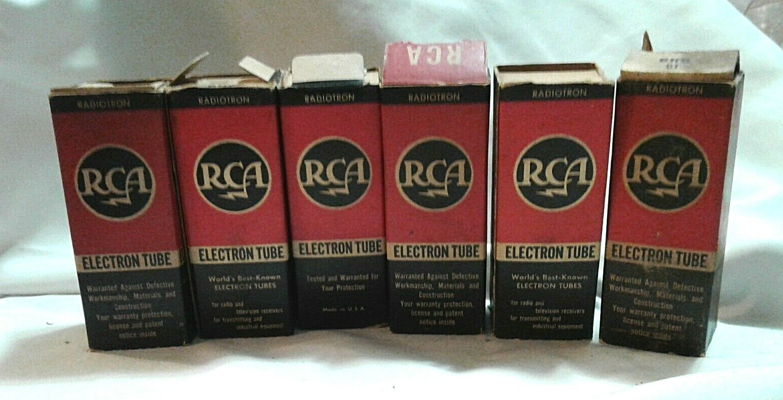 Vintage Lot of 6 RCA Electron Tube Bulbs 6H6 6k6 for Radio Television Receivers