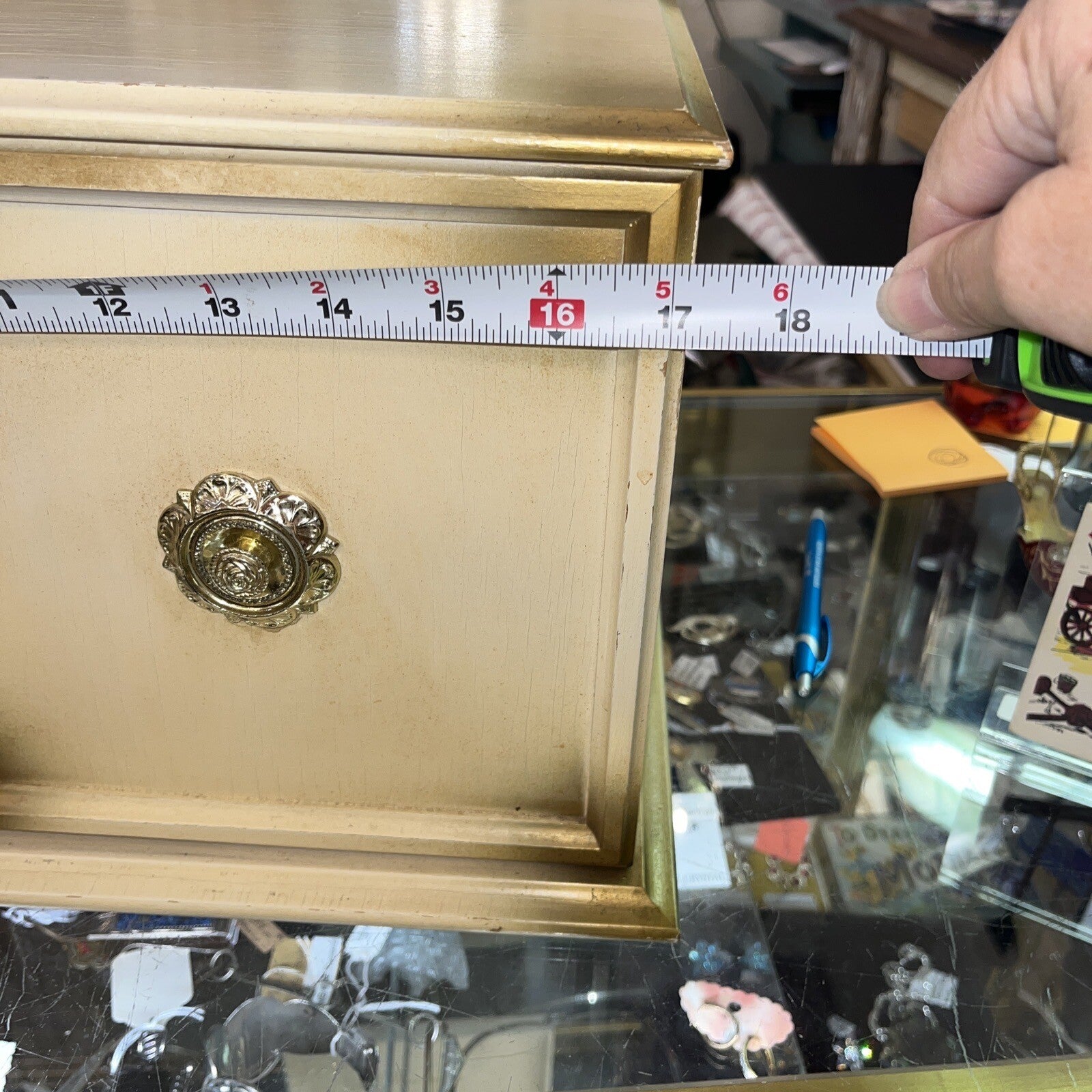 RARE VTG Gold Hollywood Regency Style Mirrors,4 Drawer Velvet lined Jewelry Box