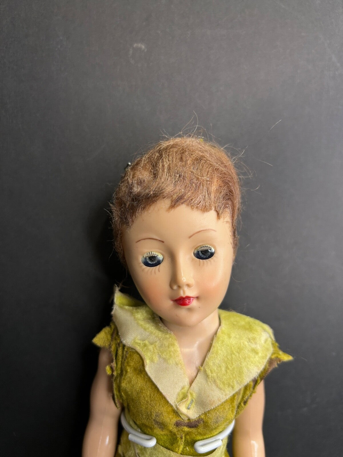 1950's Vintage Peter Pan Doll Blinking Eyes Arms and Legs That Move With Stand