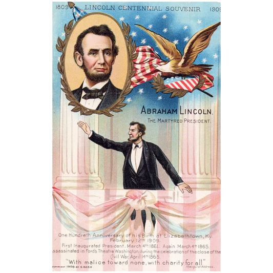 Abraham Lincoln Centennial Souvenir One Hundredth Anniversary Patriotic Postcard