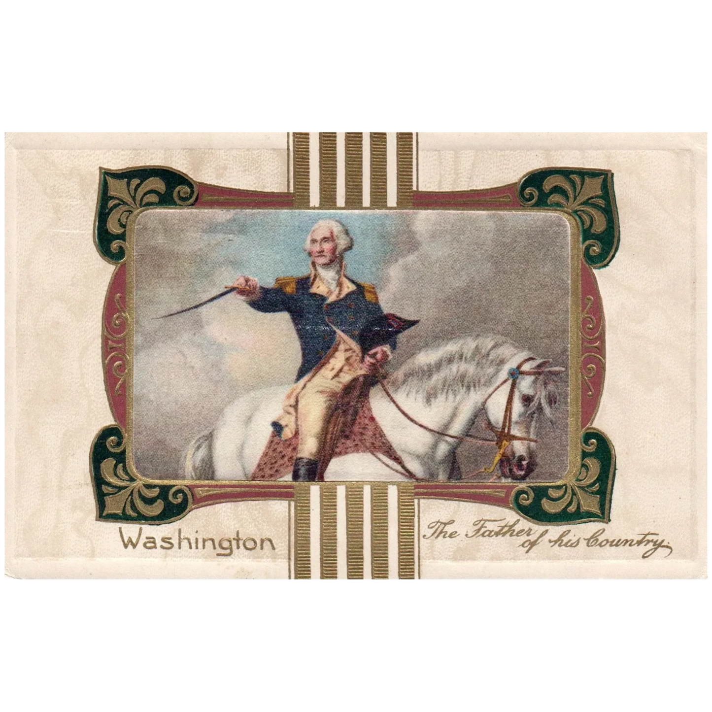 John Winsch "Washington, The Father of His Country" Vintage Silk Postcard