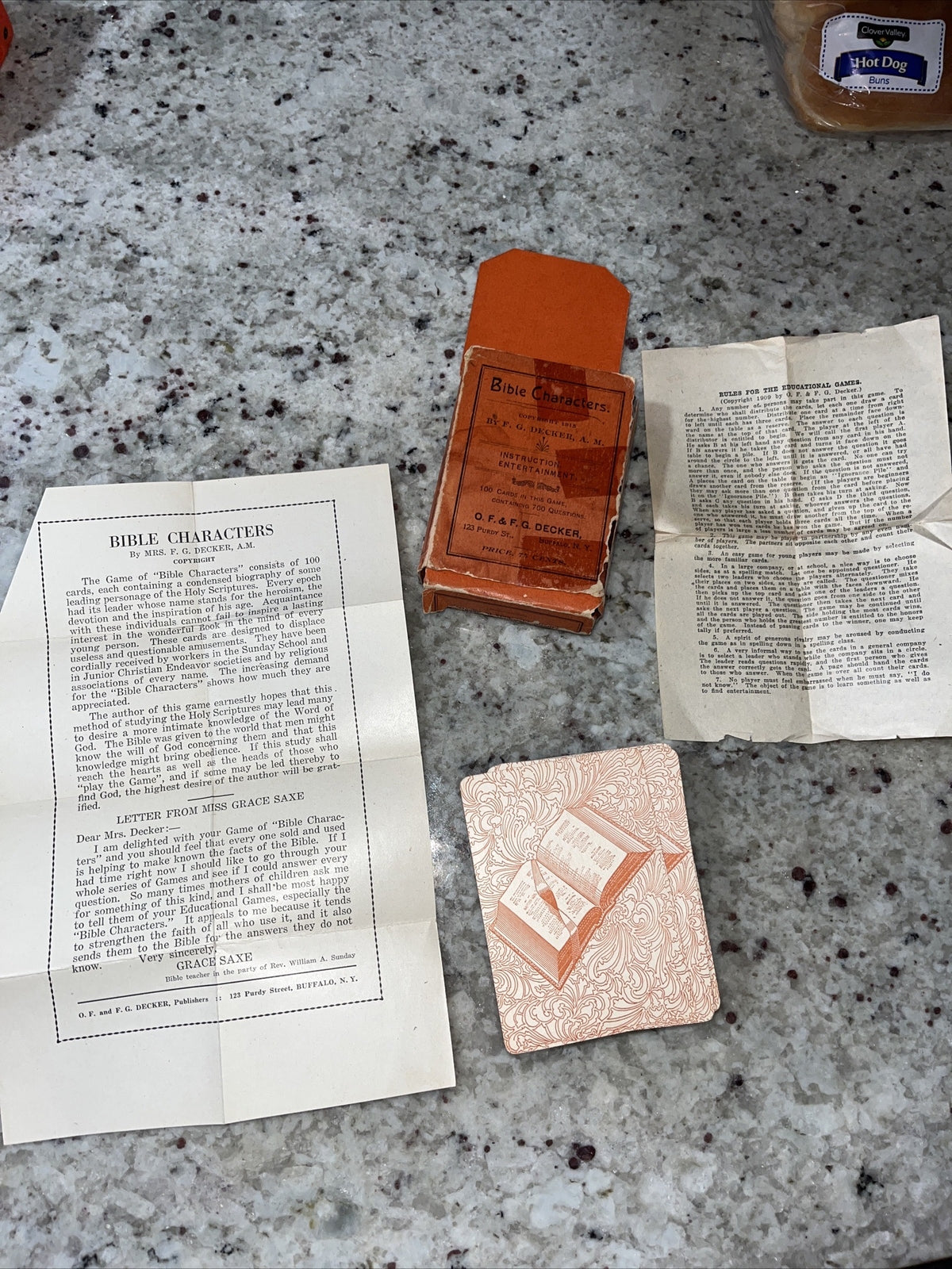 Antique 1915 Bible Characters Trivia Card Game By F.G. Decker A.M. Rare Complete