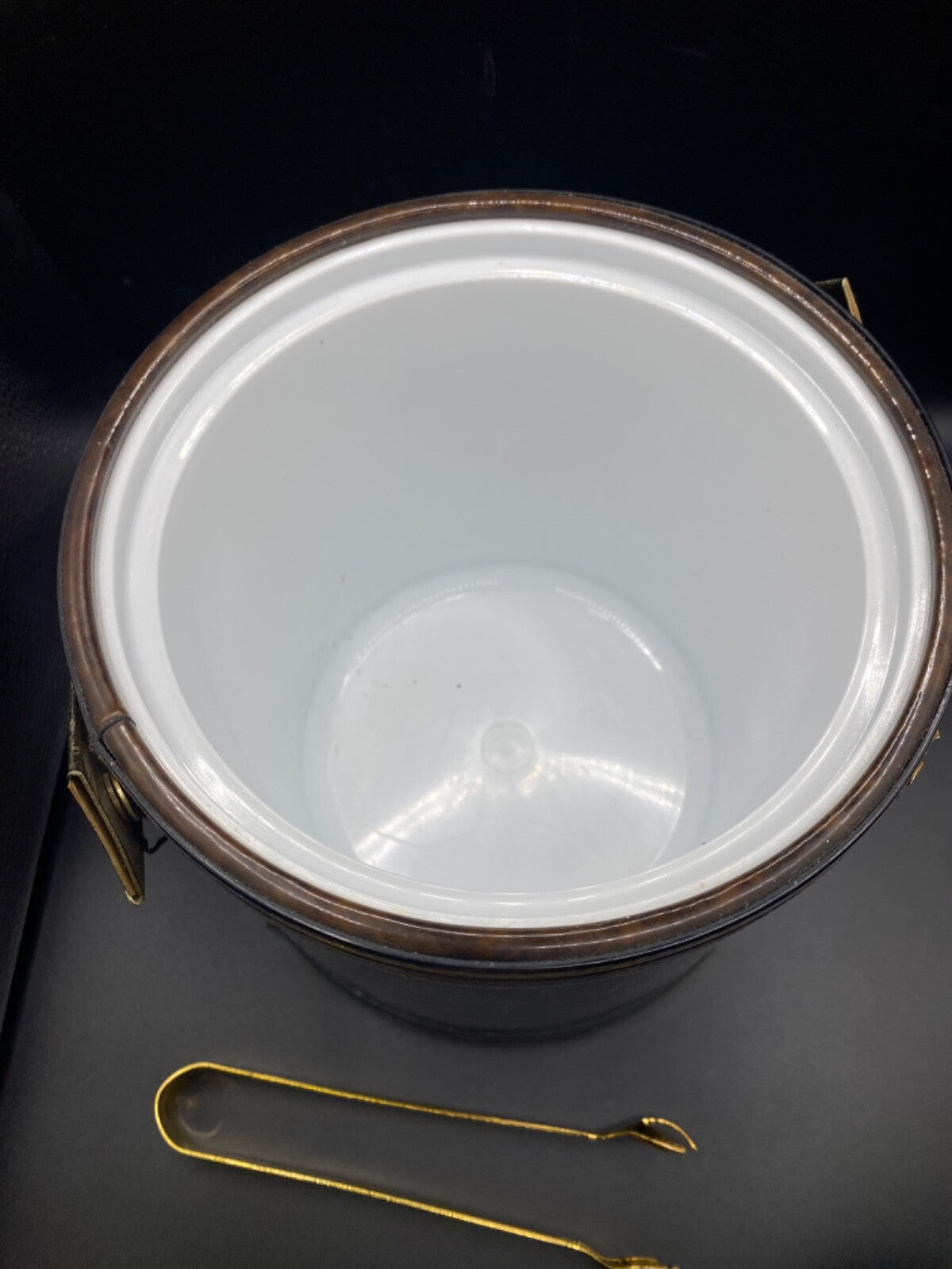 Drulane Towle Barware set 6 Whiskey glasses Ice Bucket Brown Tortoise shell Gold