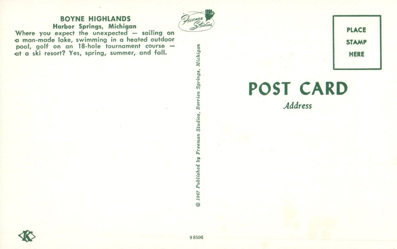 Boyne Highlands "Expect the Unexpected" Harbor Springs MI Mich Michigan Postcard