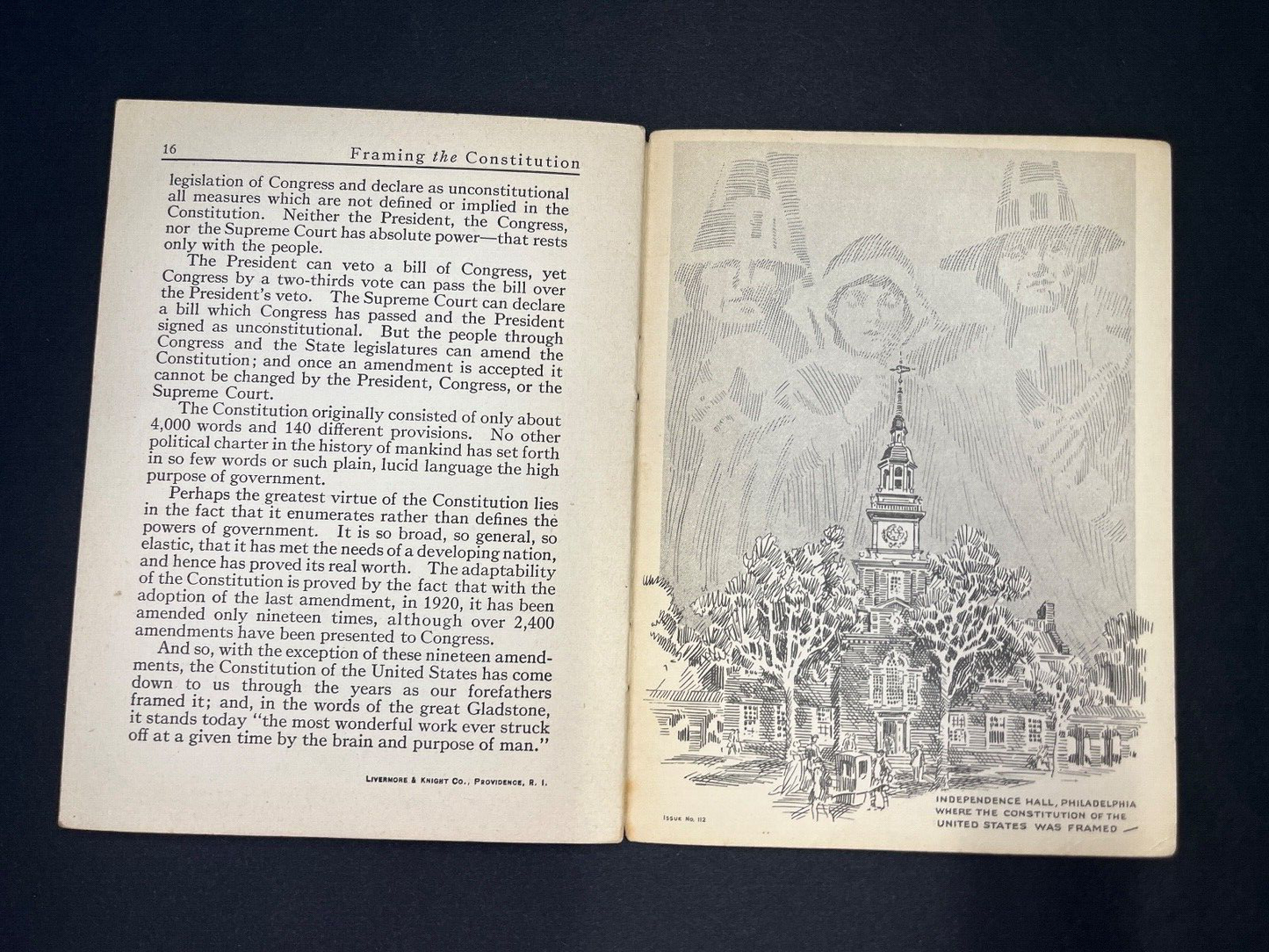 Vintage "Framing the Constitution" John Hancock Life Insurance Ad Book