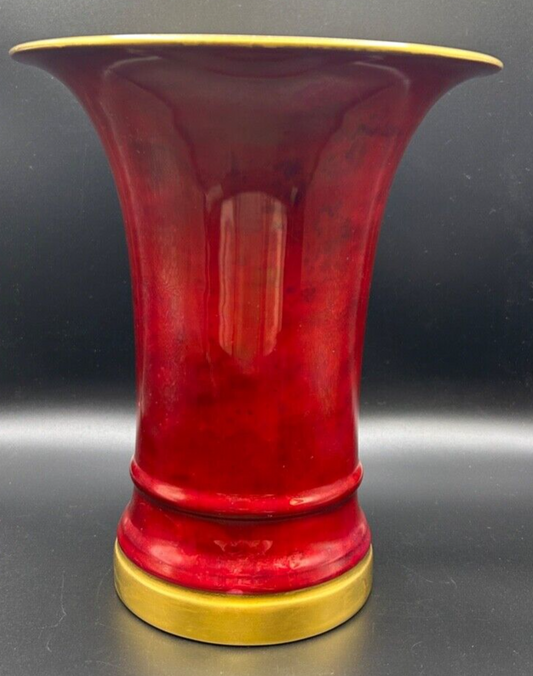 Vintage K&A Krautheim Selb Bavaria Germany Dark Fuchsia Vase Gold Rim