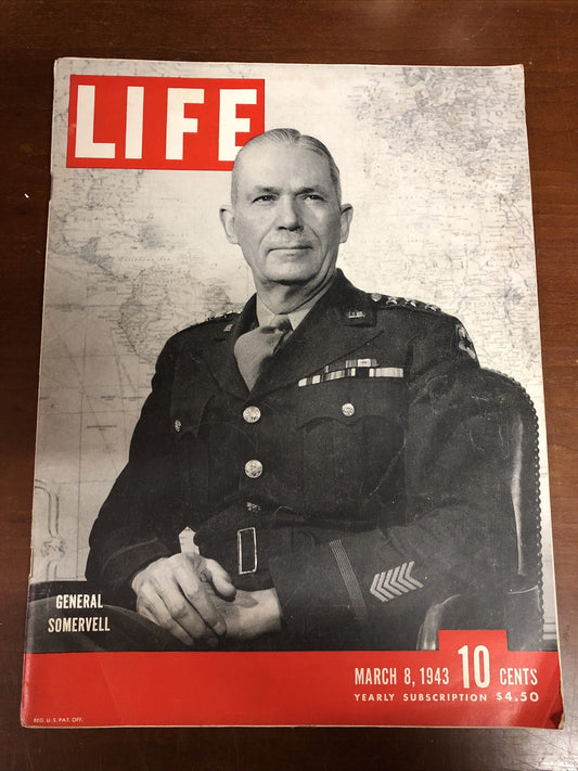 Vintage LIFE Magazine March 8 1943 WWII General  Somervell GREAT ADS