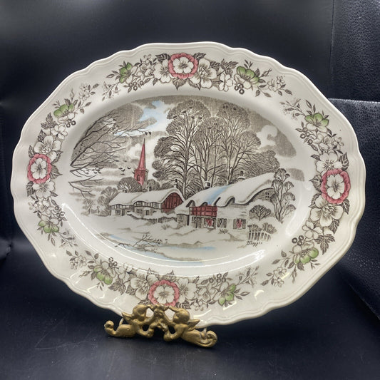 12" English Staffordshire J & G Meakin Stratford-On-Avon Oval Serving Platter