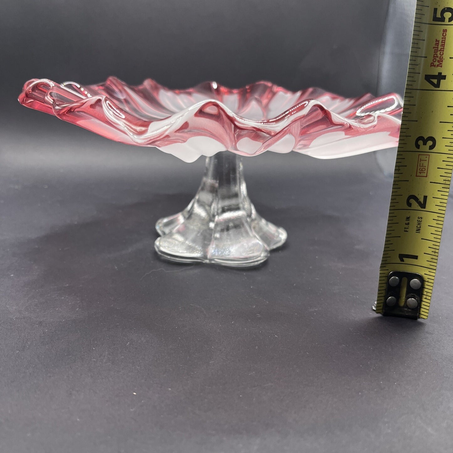 Mikasa Waltherglass Germany Tulips Pink Crystal Pedestal Compote Server