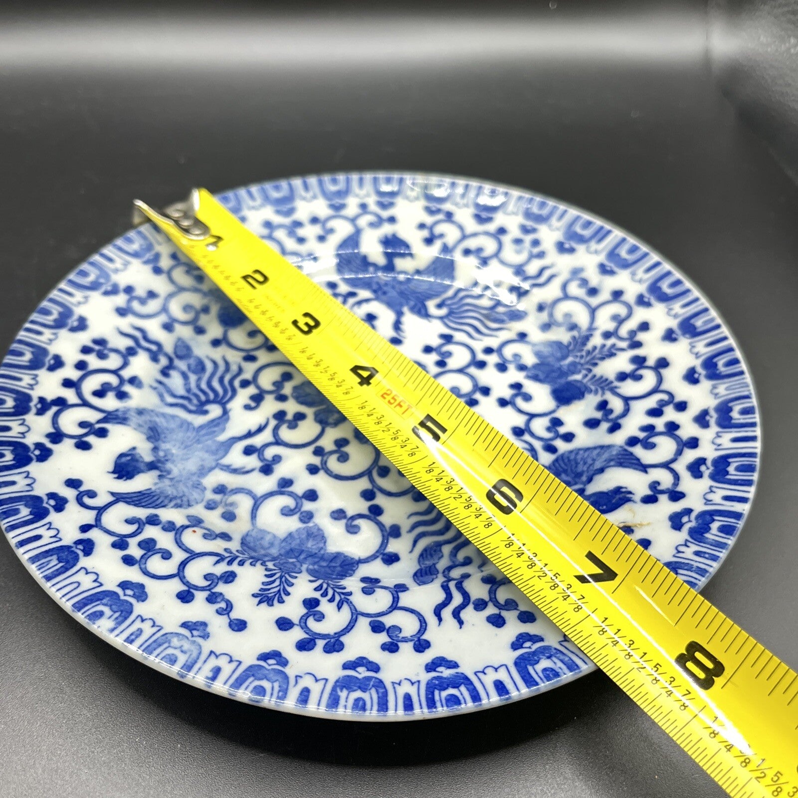 Vintage Phoenix Bird Blue & Demitasse Handless Cup & sandwich Plate Set