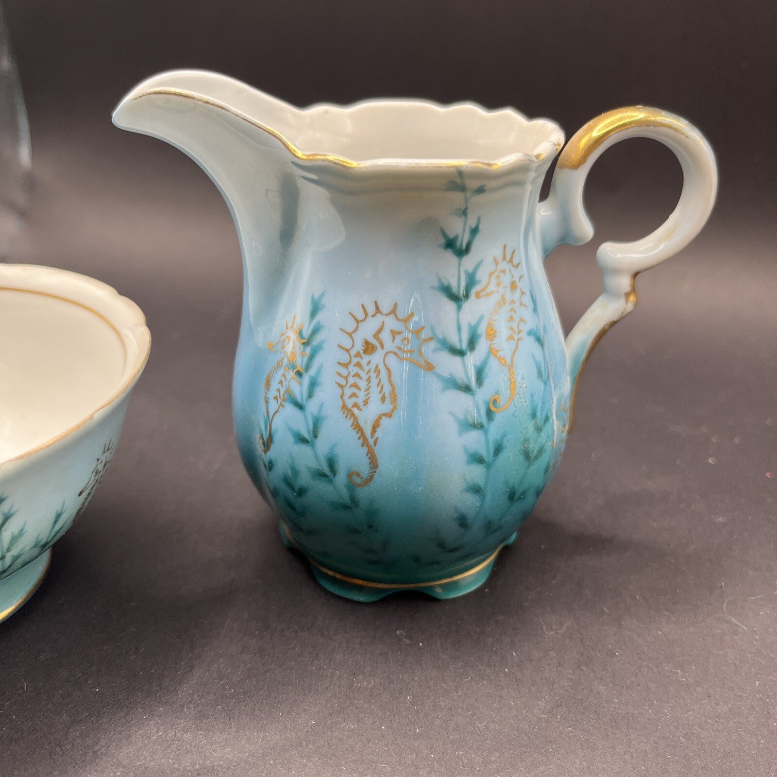 Royal Stafford Bone China Blue, With Seahorses  Cream & Sugar