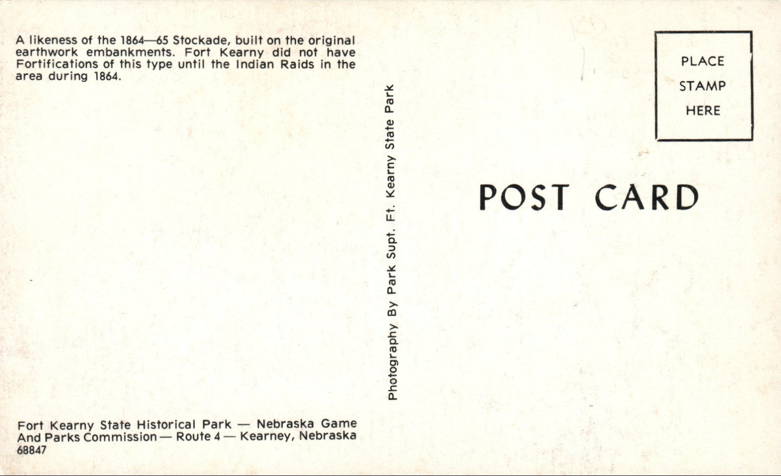 General George Custer Postcard A Likeness Stockade of Fort Kearny Nebraska