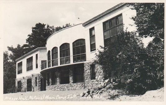RPPC Kresge Hall Up Close @ National Music Camp Interlochen Michigan MI Postcard