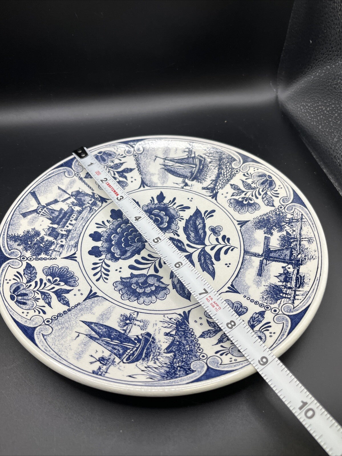 Delft Dutch Blauw Blue and White Floral Plate Signed Hand PaintedMade in Holland