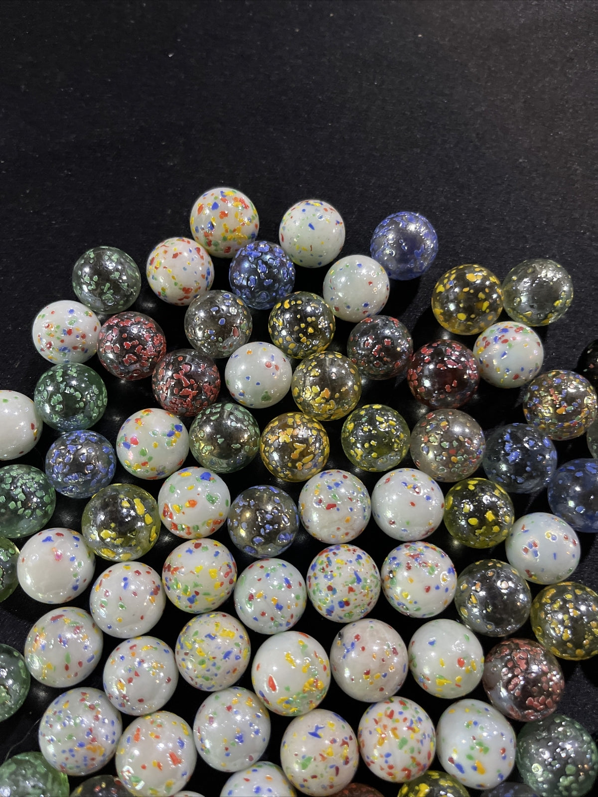 Speckled Glass Marbles yellow, green, multicolo,r and blue 88 Ct