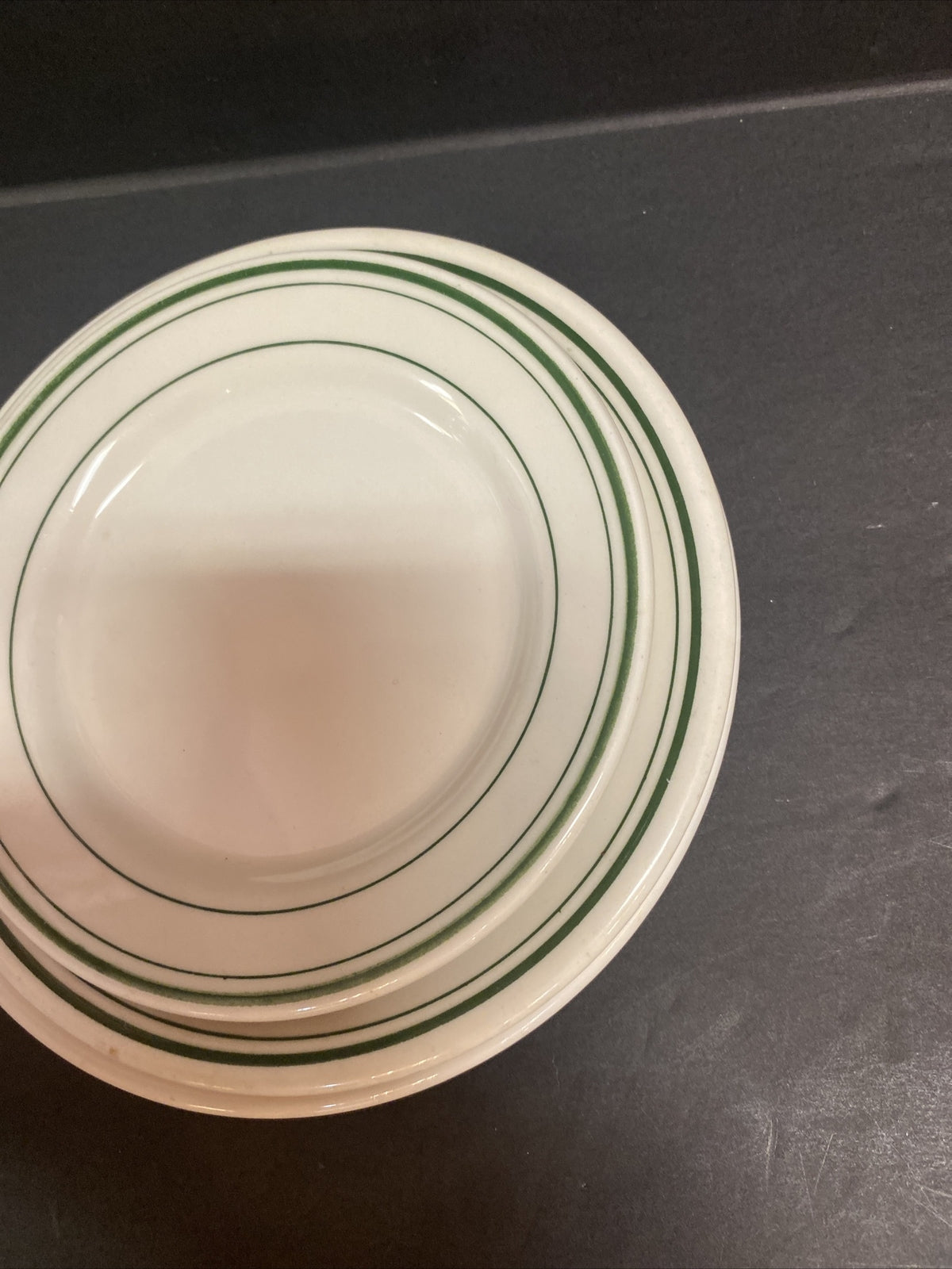 Rare Railroad 3 Plate Lot Green White Homer Laughlin Dinnerware China